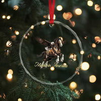 Made in America Patriotic Eagle and Horse Crystal Glass Ornament Strong American Pride Western Style