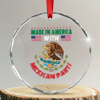 Made In America With Mexican Parts Crystal Glass Ornament Mexico Coat of Arms Half Mexican Roots - Wonder Print Shop