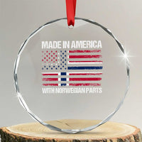 Made in America with Norwegian Parts Crystal Glass Ornament Half American Flag USA Norway Pride