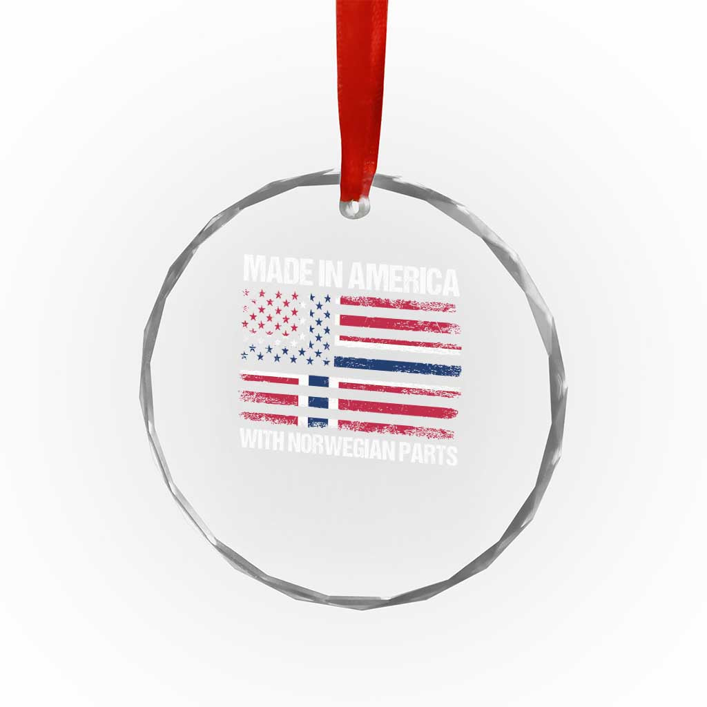 Made in America with Norwegian Parts Crystal Glass Ornament Half American Flag USA Norway Pride