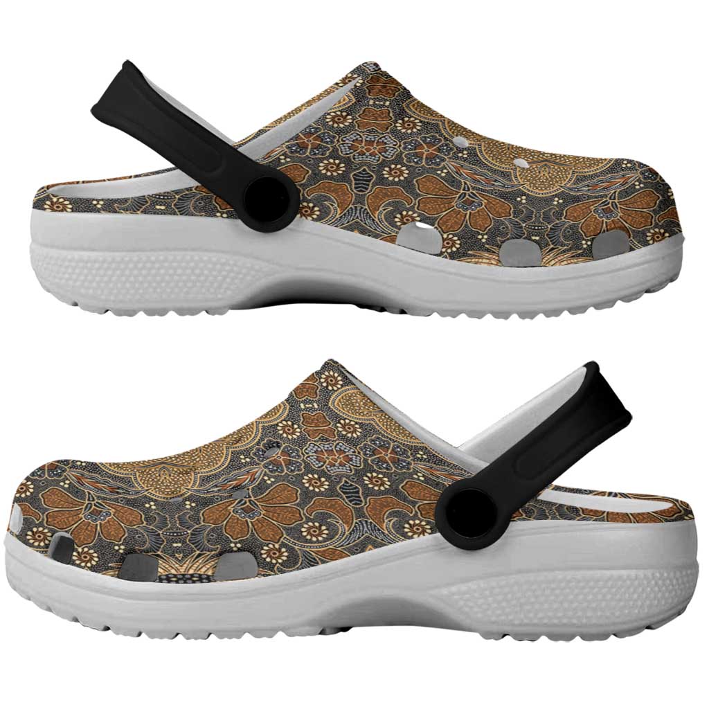 Madiba Nelson Mandela Clogs Shoes Indonesia Batik Earthy Brown - Wonder Print Shop