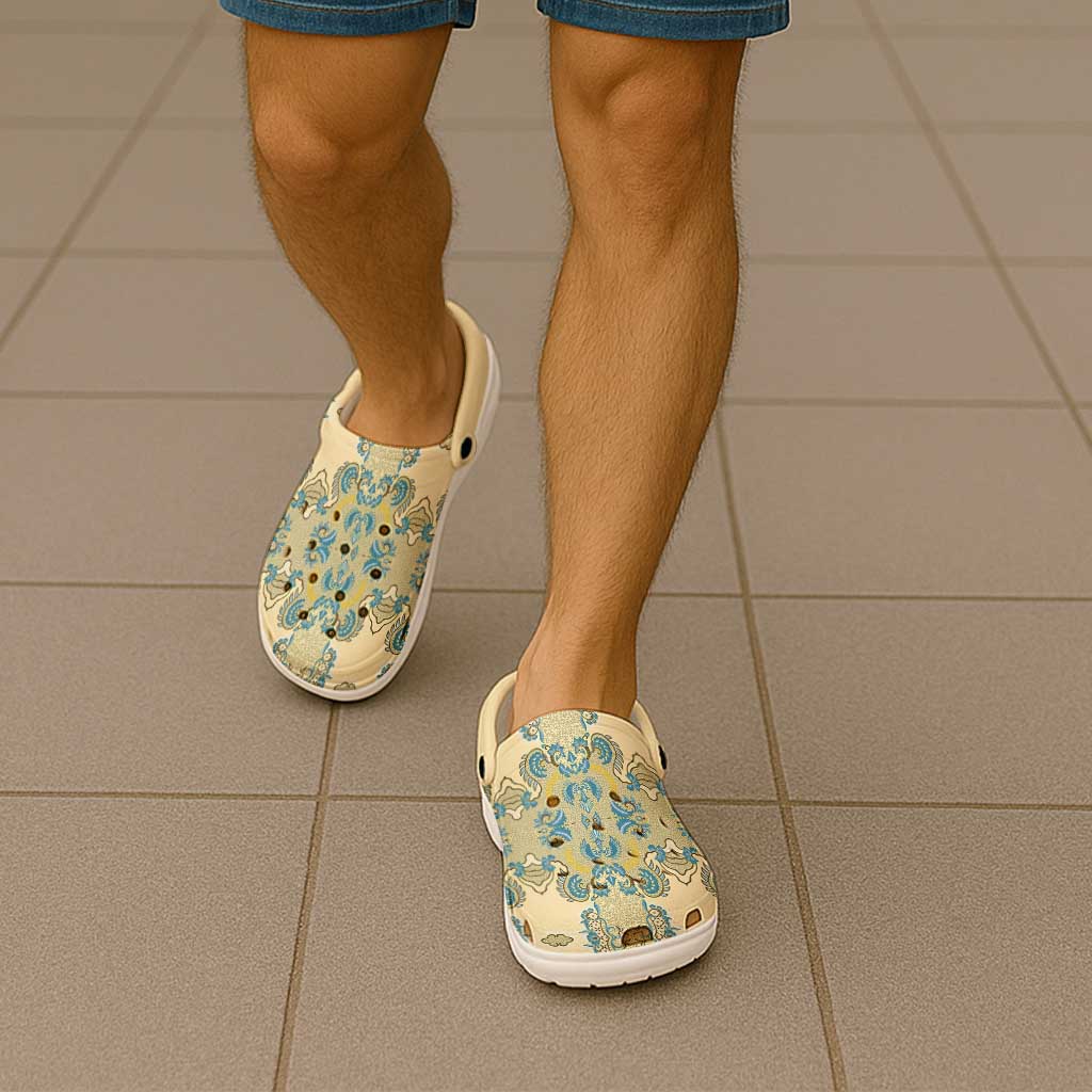 Madiba Nelson Mandela Clogs Shoes Indonesia Batik Yellow Bule - Wonder Print Shop