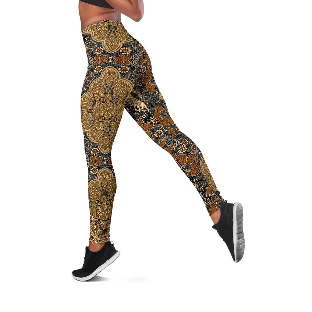 Madiba Nelson Mandela Leggings Indonesia Batik Earthy Brown - Wonder Print Shop