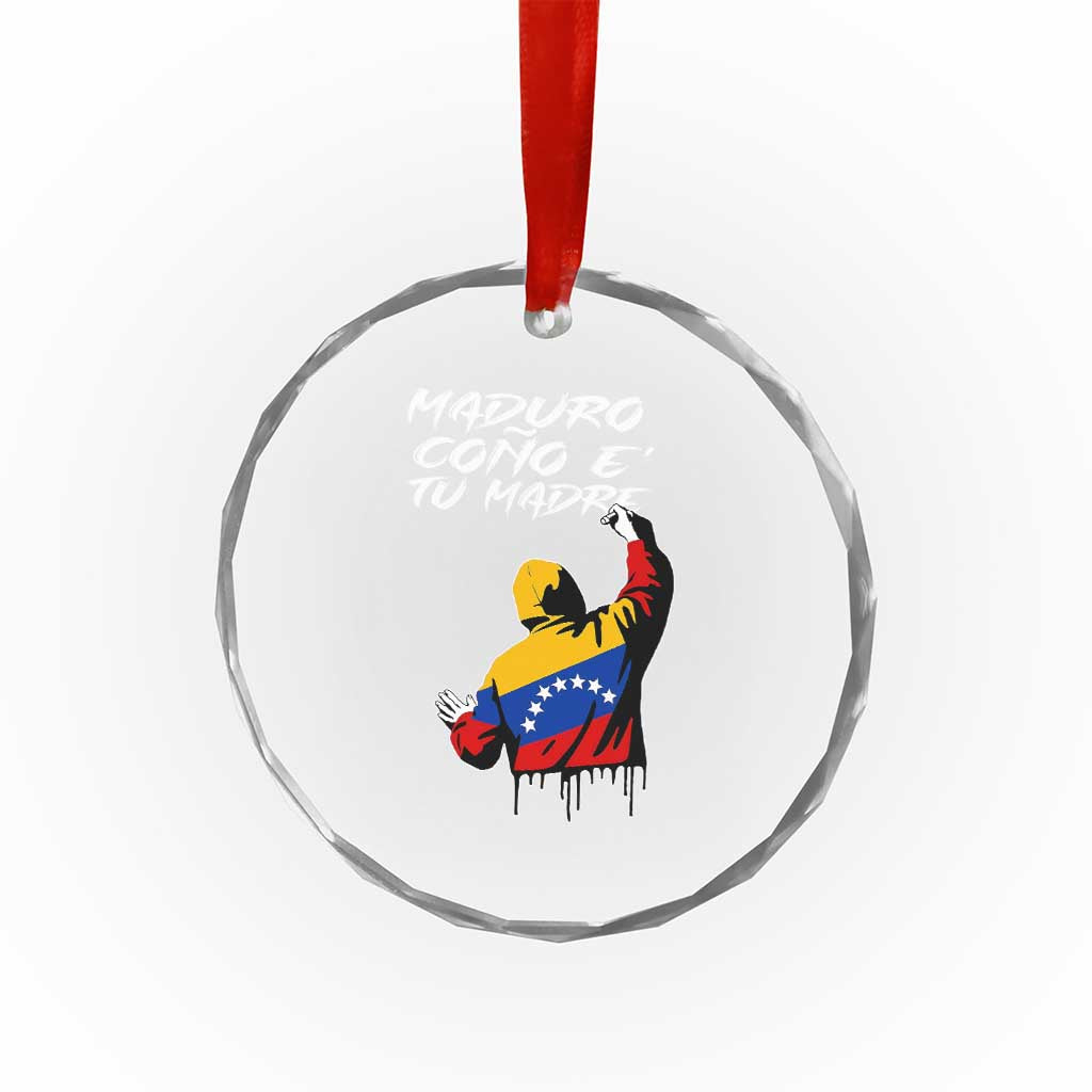 Maduro Cono e Tu Madre Crystal Glass Ornament Venezuelan Protest Graffiti Graphic - Wonder Print Shop