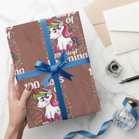 Magical Unicorn 100th Day of School Wrapping Paper Roll Cute Girls Celebration Gift