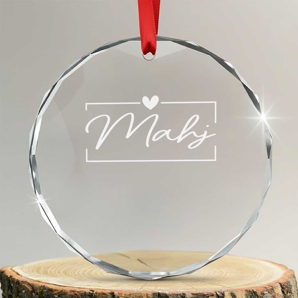 Mahjong Lovers Crystal Glass Ornament Mah Jongg Game Night Graphic