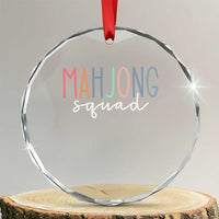 Mahjong Lovers Mahj Squad Crystal Glass Ornament Boho Pastel Cute Game Night Graphic
