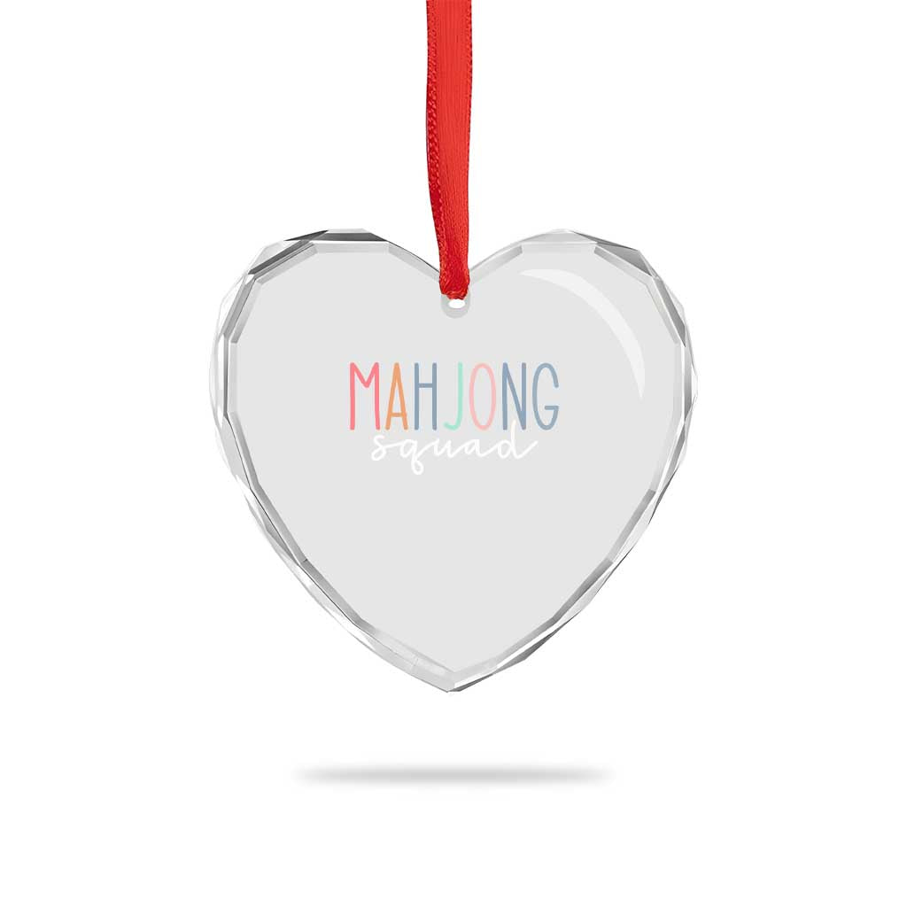Mahjong Lovers Mahj Squad Heart Crystal Glass Ornament Boho Pastel Cute Game Night Graphic