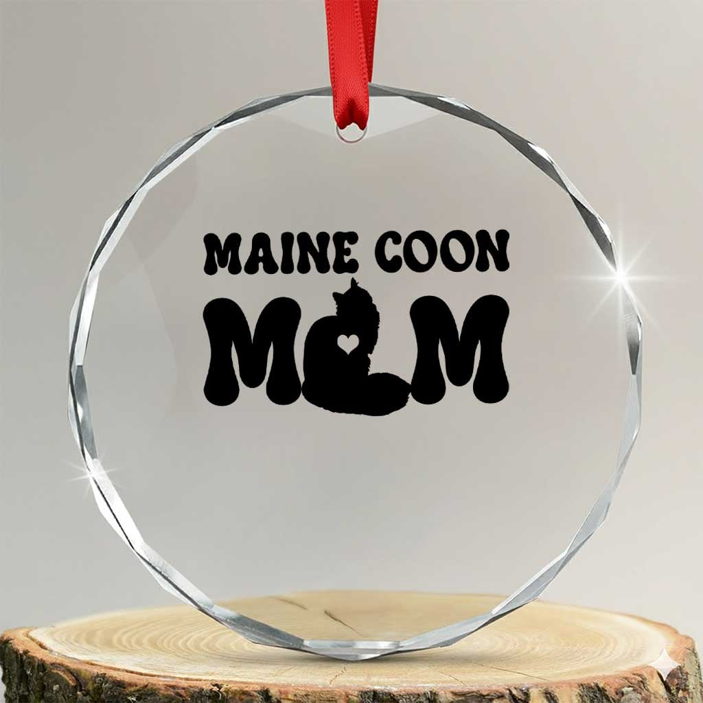 Maine Coon Mom Crystal Glass Ornament Cat Lover Gift For Her