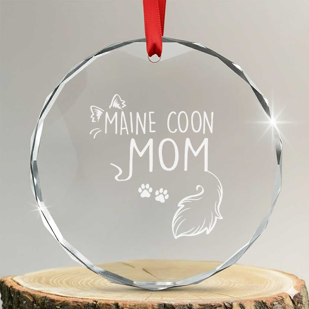 Maine Coon Mom Crystal Glass Ornament Large Breed Cat Lover Silhouette Gift
