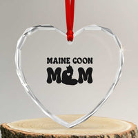 Maine Coon Mom Heart Crystal Glass Ornament Cat Lover Gift For Her
