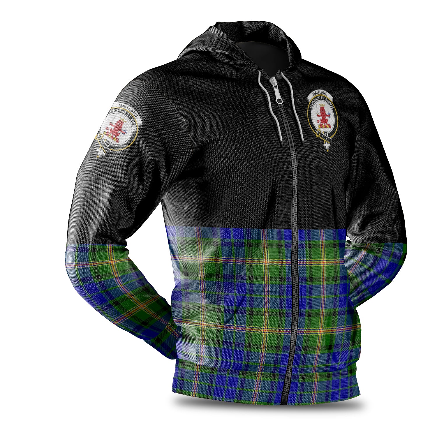 scottish-maitland-clan-crest-half-of-tartan-hoodie