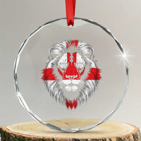 Majestic England Lion Face Graphic Crystal Glass Ornament Patriotic St. Georges Cross British Pride Heritage