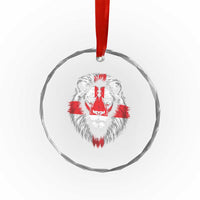Majestic England Lion Face Graphic Crystal Glass Ornament Patriotic St. Georges Cross British Pride Heritage