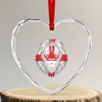 Majestic England Lion Face Graphic Heart Crystal Glass Ornament Patriotic St. Georges Cross British Pride Heritage