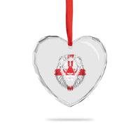 Majestic England Lion Face Graphic Heart Crystal Glass Ornament Patriotic St. Georges Cross British Pride Heritage
