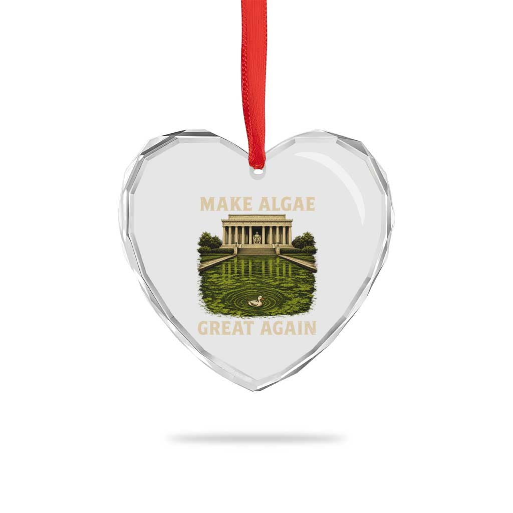 Make Algae Great Again Heart Crystal Glass Ornament Funny Lincoln Memorial Reflecting Pool