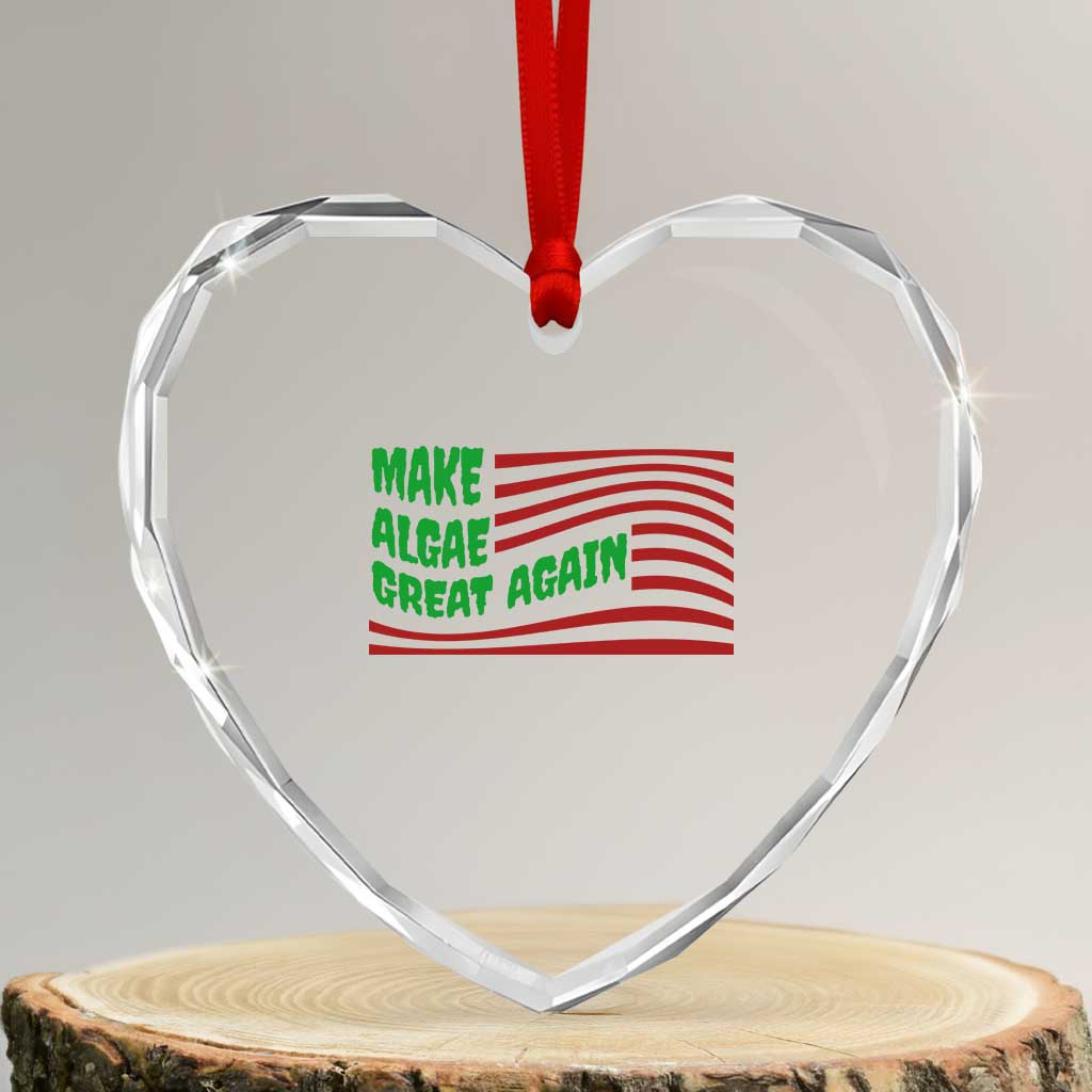 Make Algae Great Again Heart Crystal Glass Ornament Funny Political Satire American Flag Meme