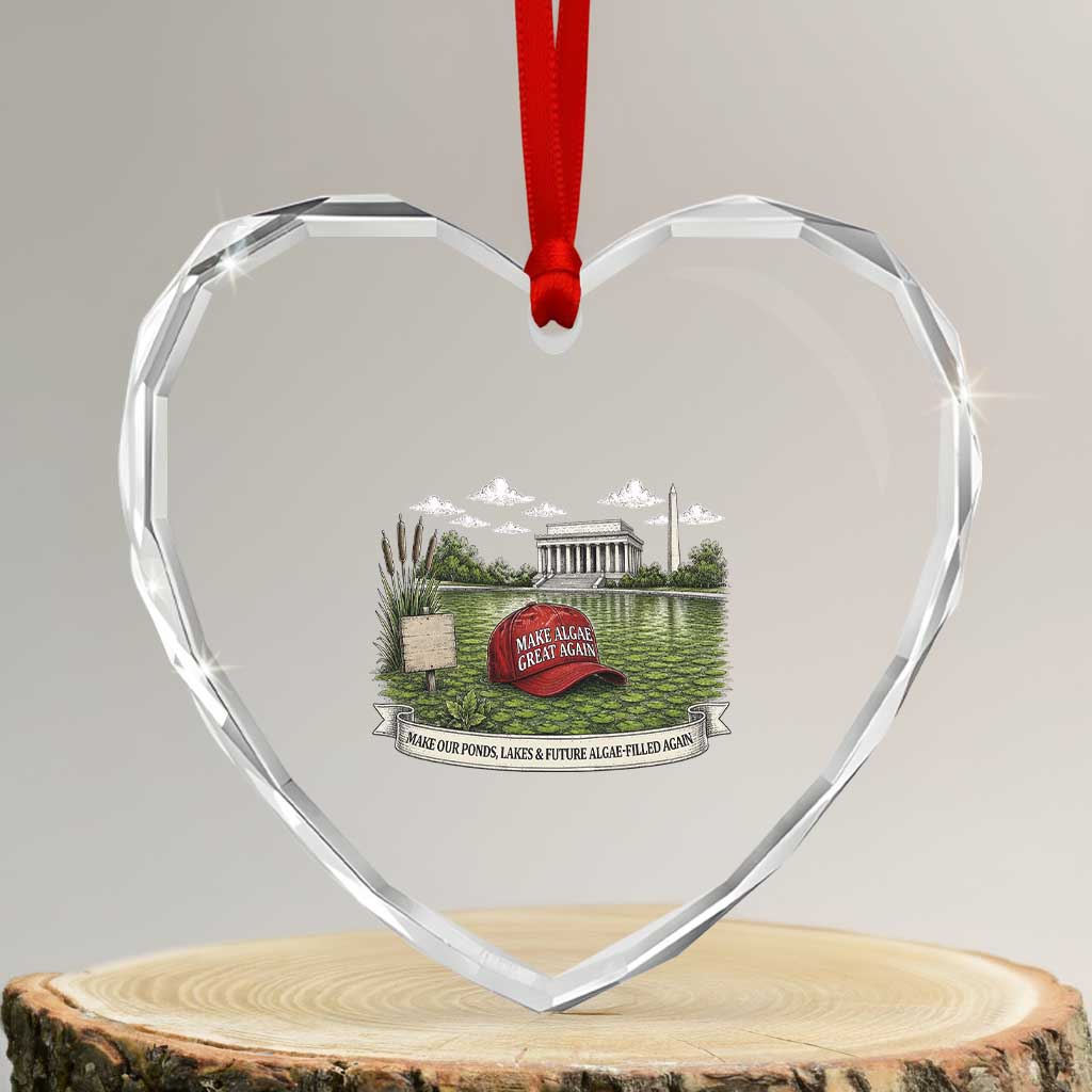 Make Algae Great Again Heart Crystal Glass Ornament Funny Political Satire Humor