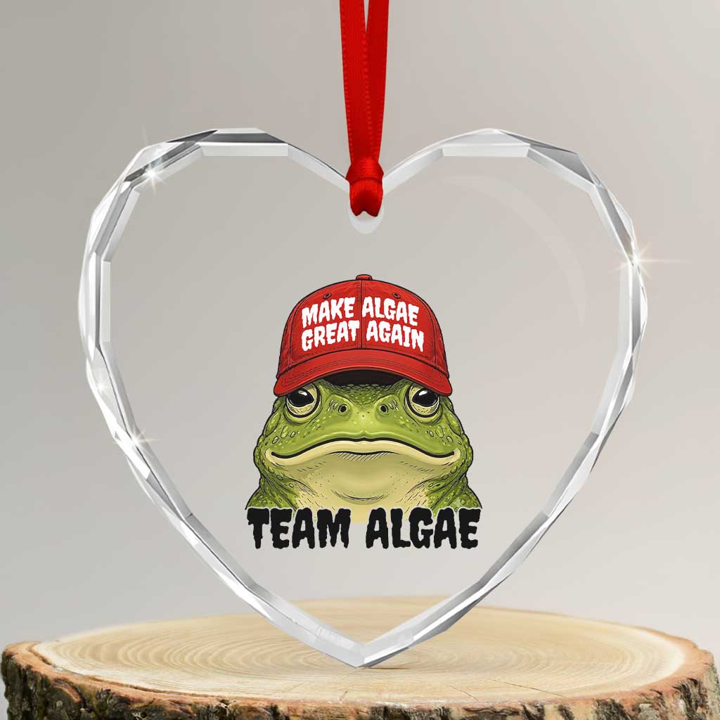 Make Algae Great Again Heart Crystal Glass Ornament Funny Political Satire Nature Lover Gift
