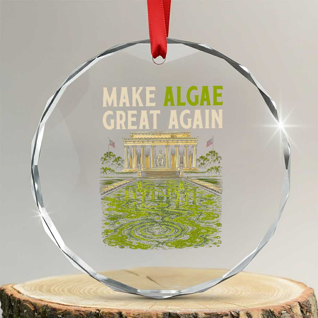 Make Algae Great Again Lincoln Memorial Reflecting Pool Graphic Crystal Glass Ornament Funny Washington DC Viral Swamp Meme