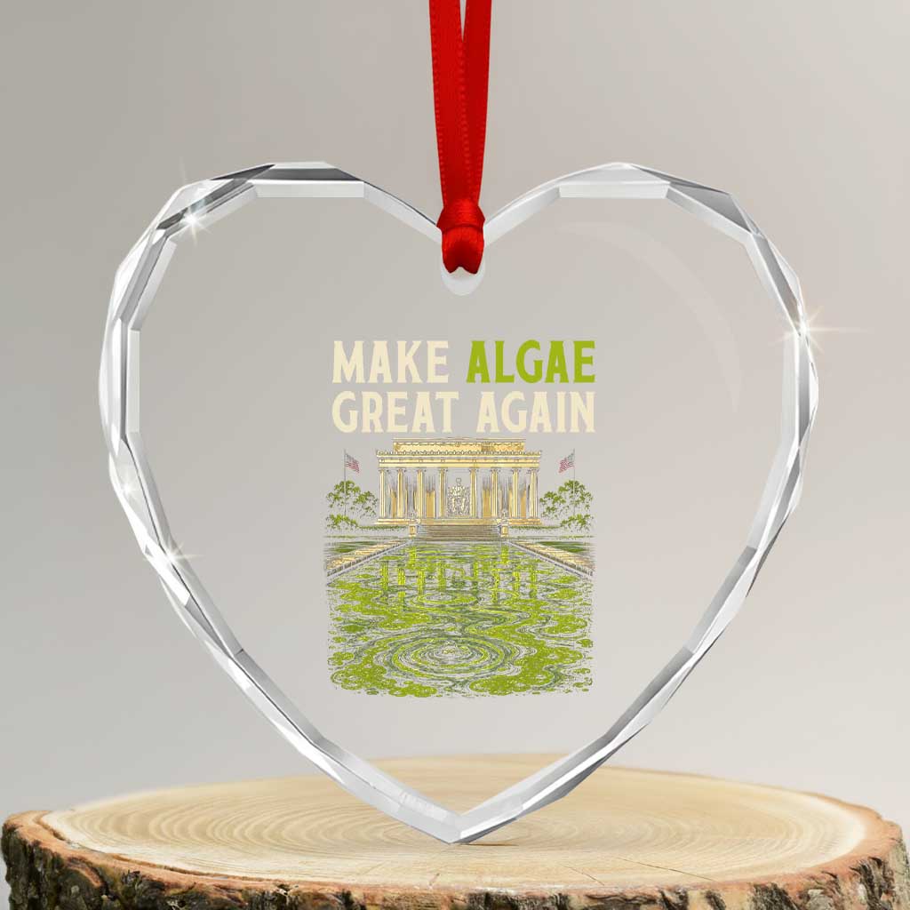 Make Algae Great Again Lincoln Memorial Reflecting Pool Graphic Heart Crystal Glass Ornament Funny Washington DC Viral Swamp Meme