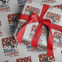 Make America Cowboy Again Patriotic Western Wrapping Paper Roll Bucking Bronco Star Spangled USA Flag Inspired Country