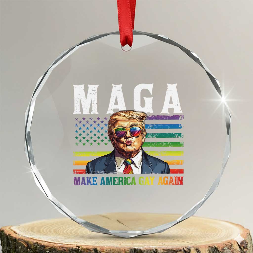 Make America Gay Again Crystal Glass Ornament LGBTQ Political Satire