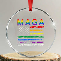 Make America Gay Again LGBTQ Pride Crystal Glass Ornament Funny Political Pride Graphic