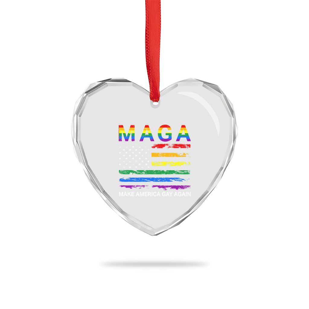 Make America Gay Again LGBTQ Pride Heart Crystal Glass Ornament Funny Political Pride Graphic