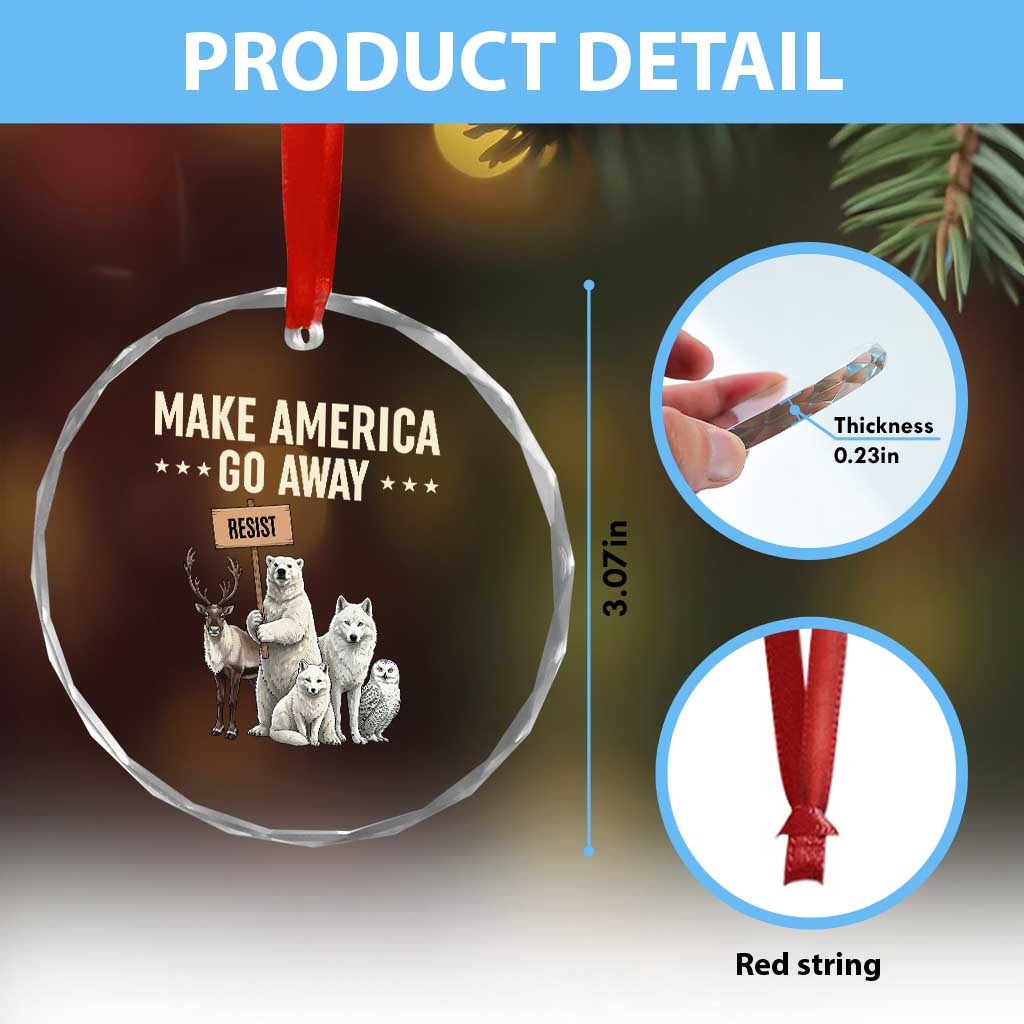 Make America Go Away Crystal Glass Ornament Greenland Support Gift