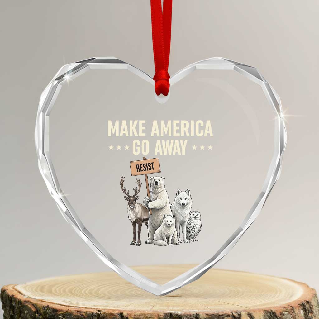 Make America Go Away Heart Crystal Glass Ornament Greenland Support Gift