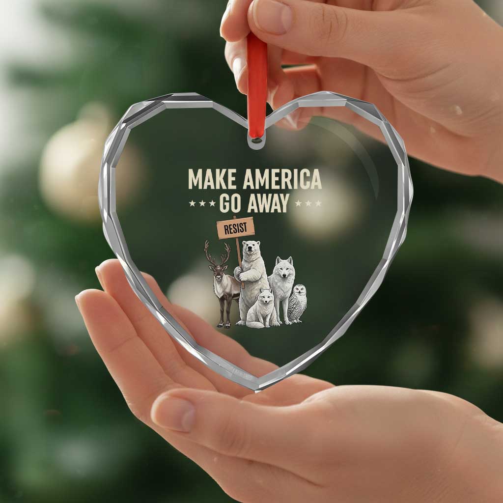 Make America Go Away Heart Crystal Glass Ornament Greenland Support Gift