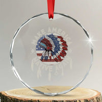 Make America Native Again Crystal Glass Ornament Indigenous Peoples Pride USA Flag - Wonder Print Shop