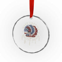 Make America Native Again Crystal Glass Ornament Indigenous Peoples Pride USA Flag - Wonder Print Shop