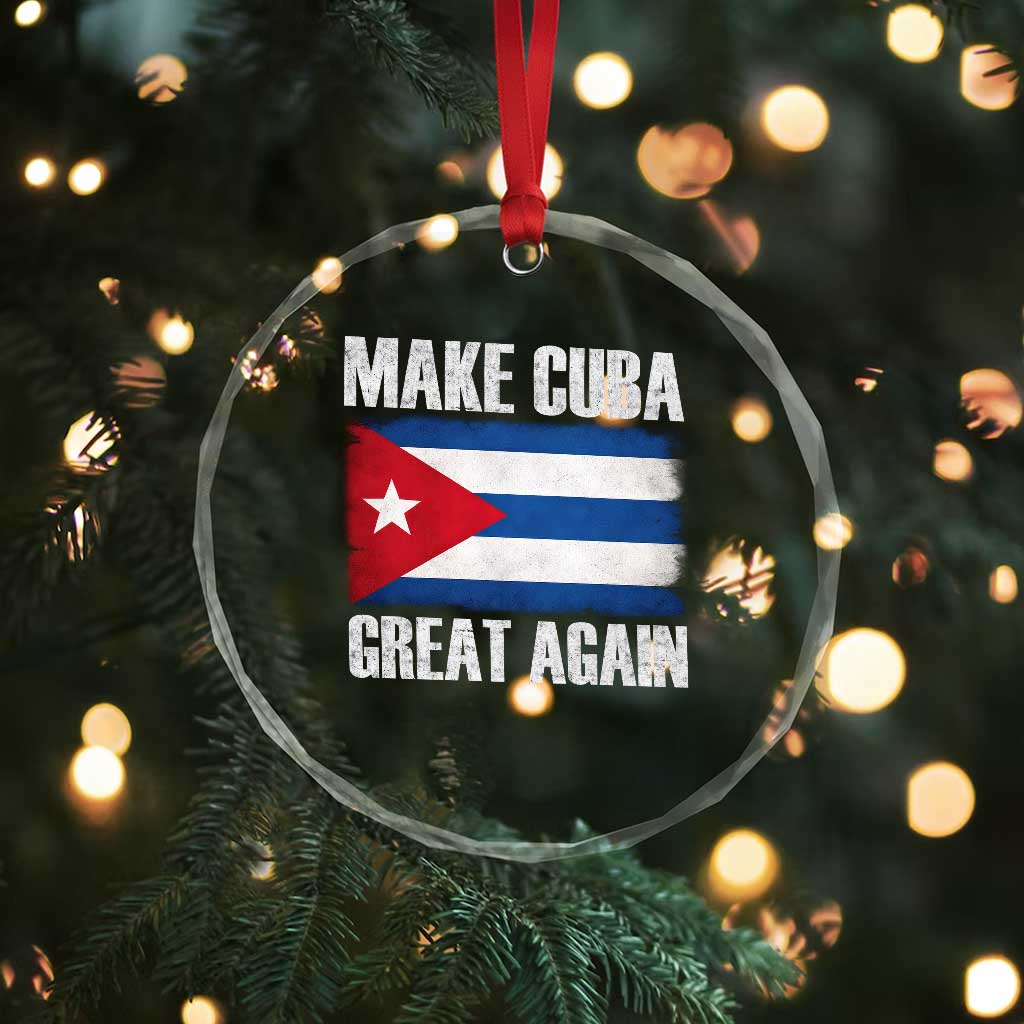 Make Cuba Great Again Crystal Glass Ornament Vintage Cuban Map