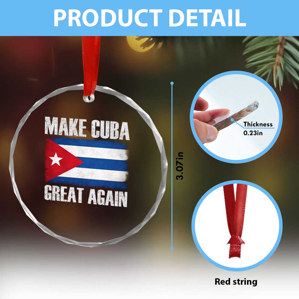 Make Cuba Great Again Crystal Glass Ornament Vintage Cuban Map