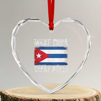 Make Cuba Great Again Heart Crystal Glass Ornament Vintage Cuban Map