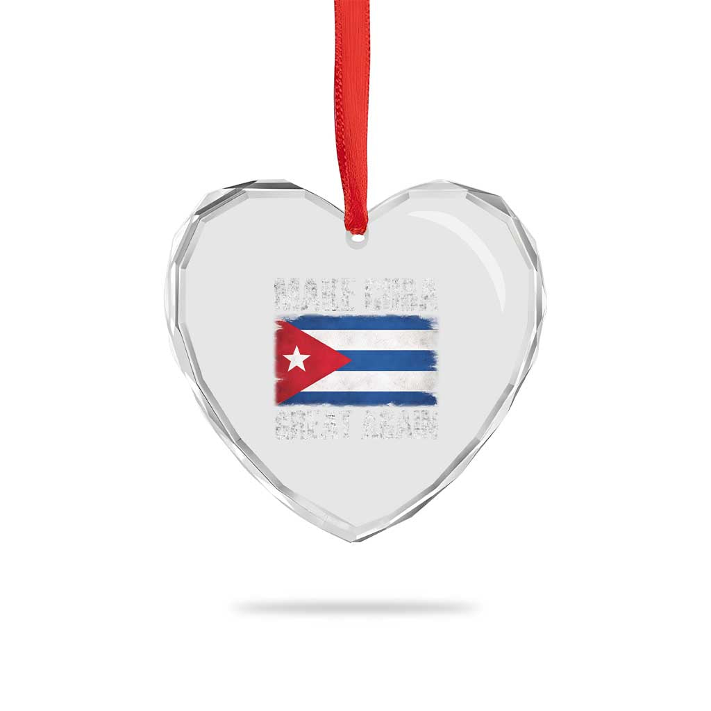 Make Cuba Great Again Heart Crystal Glass Ornament Vintage Cuban Map
