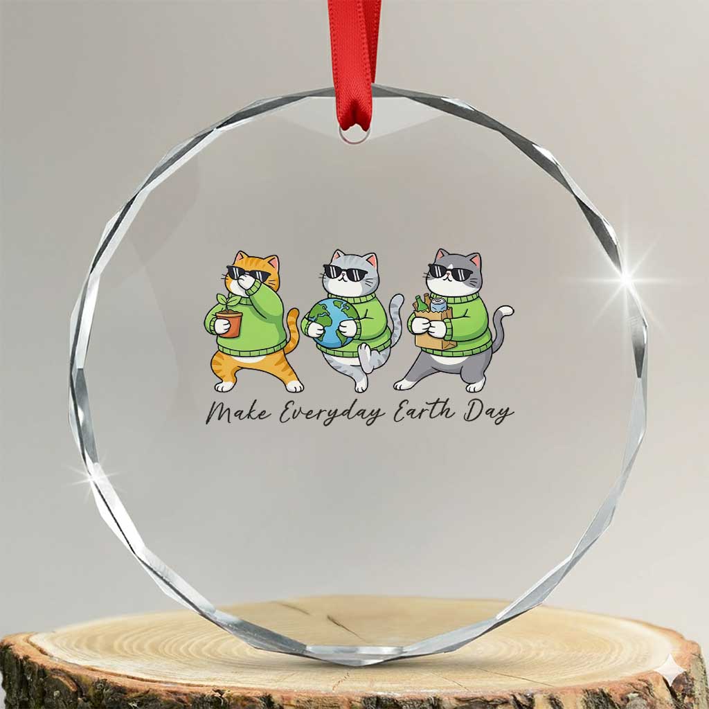 Make Everyday Earth Day Crystal Glass Ornament Eco Friendly Cat Lover