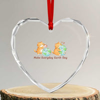 Make Everyday Earth Day Heart Crystal Glass Ornament Cute Cat Healing Planet Earth
