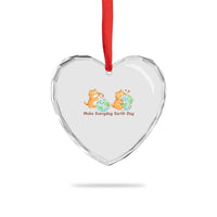 Make Everyday Earth Day Heart Crystal Glass Ornament Cute Cat Healing Planet Earth