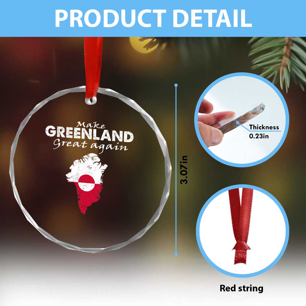 Make Greenland Great Again Crystal Glass Ornament Act USA 51st State Greenland
