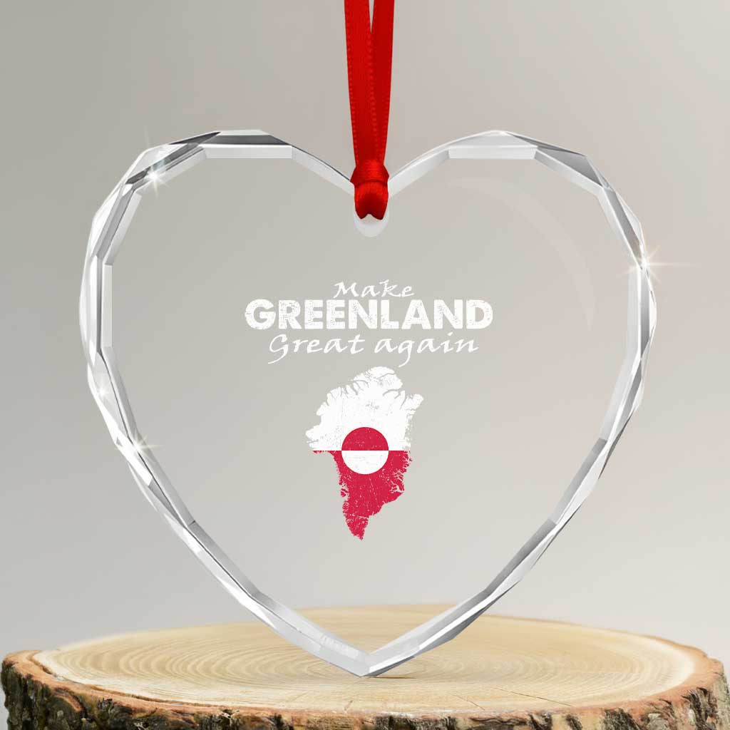 Make Greenland Great Again Heart Crystal Glass Ornament Act USA 51st State Greenland