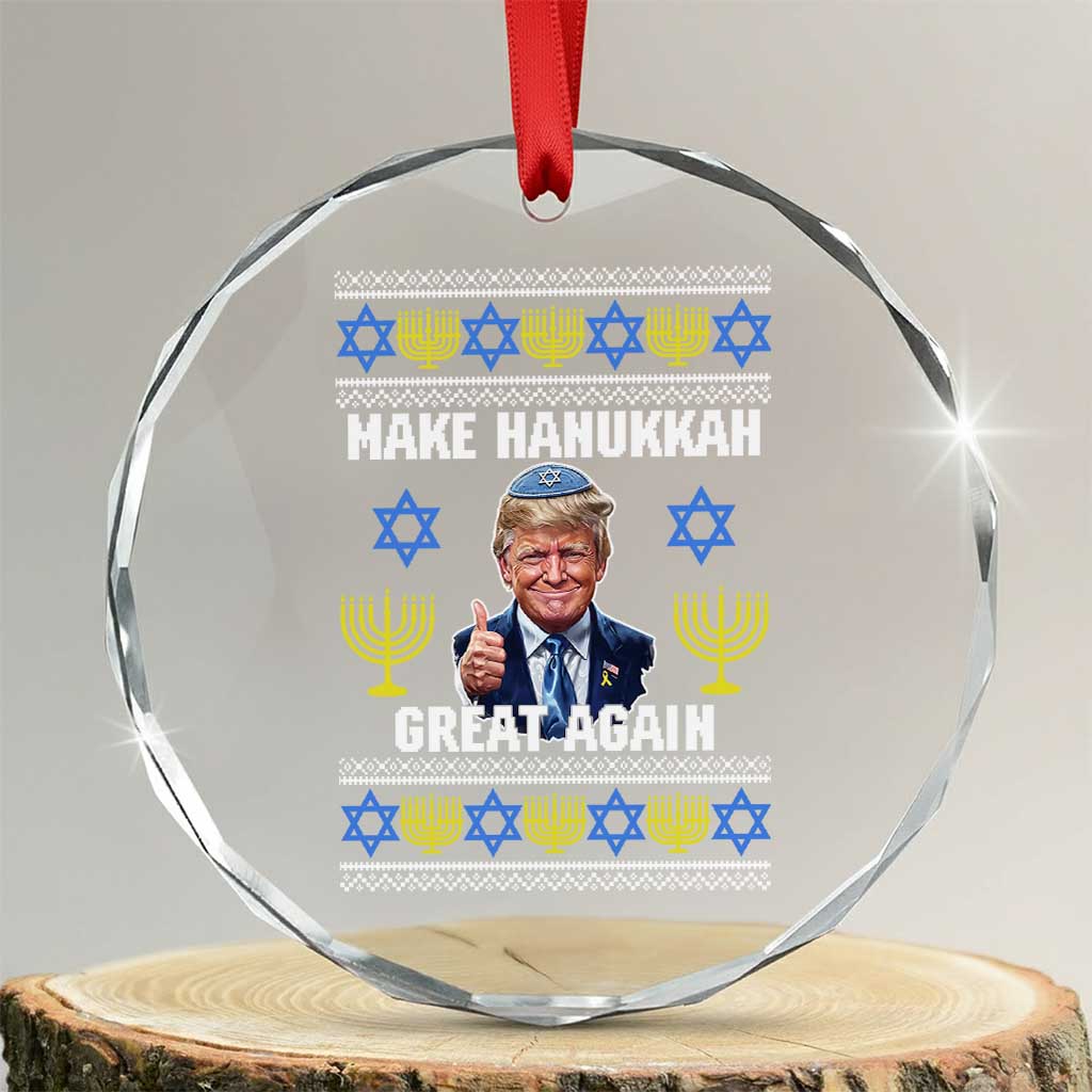 Make Hanukkah Great Again Crystal Glass Ornament Funny Ugly Jewish Holiday Gift - Wonder Print Shop