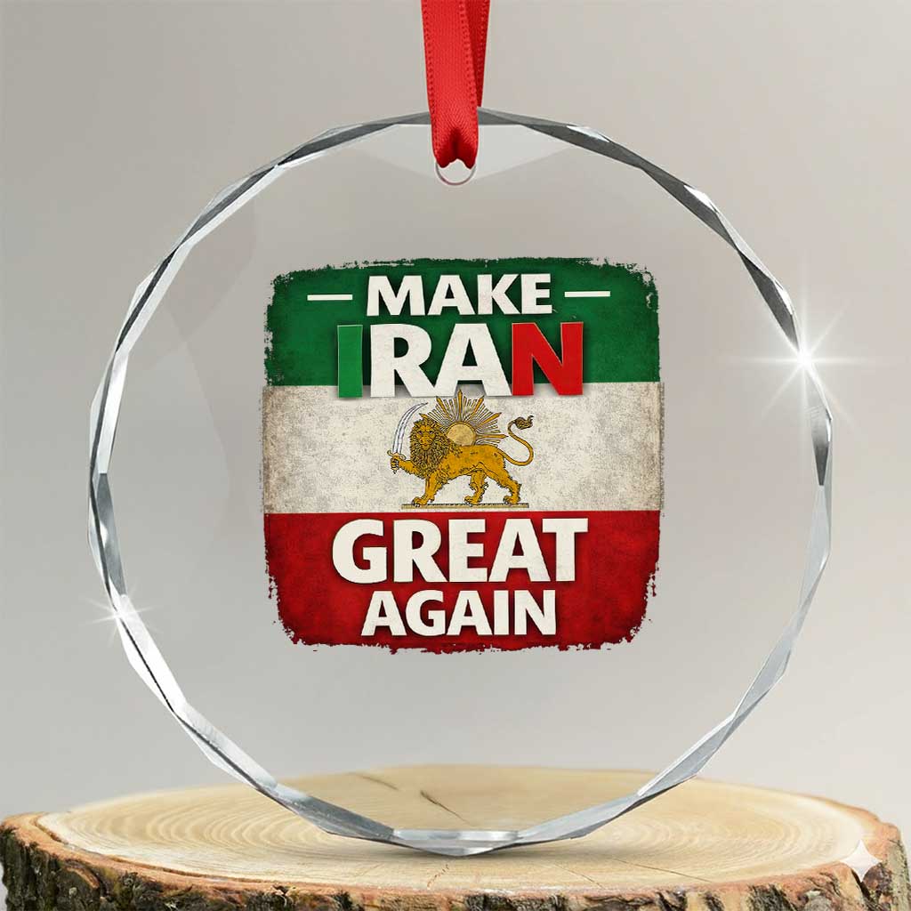 Make Iran Great Again Crystal Glass Ornament MIGA Vintage Persian Lion Flag