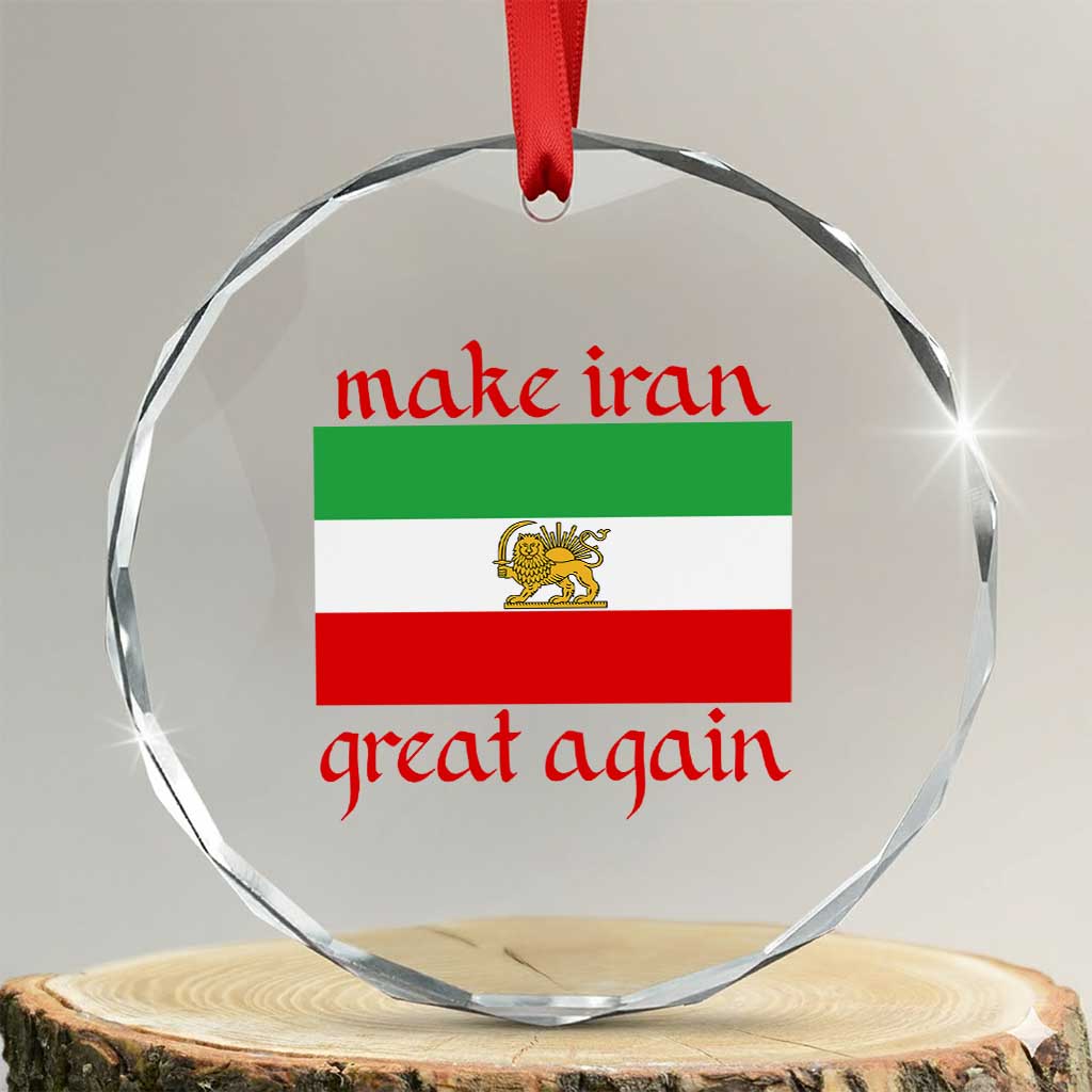 Make Iran Great Again Crystal Glass Ornament Vintage Lion and Sun Flag Patriotic Iranian Pride