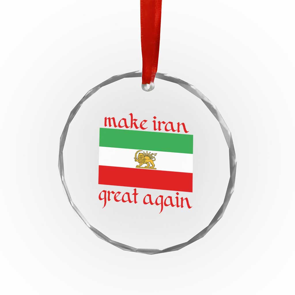 Make Iran Great Again Crystal Glass Ornament Vintage Lion and Sun Flag Patriotic Iranian Pride