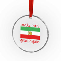 Make Iran Great Again Crystal Glass Ornament Vintage Lion and Sun Flag Patriotic Iranian Pride