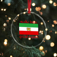 Make Iran Great Again Crystal Glass Ornament Vintage Lion and Sun Flag Patriotic Iranian Pride